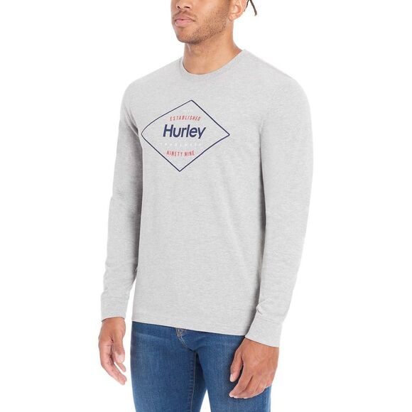 Hurley NWOT Men’s Long Sleeve Tee Lightweight Graphic Print T-Shirt Casual Large - Picture 1 of 7